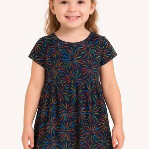 New! Tucker Tate NORDSTROM Little Girls Dress Black Multi Color Fireworks Size 2